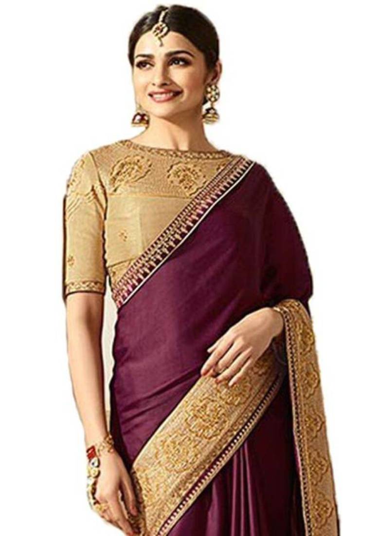 Wine embroidered saree with blouse IndianEFashion 2601072