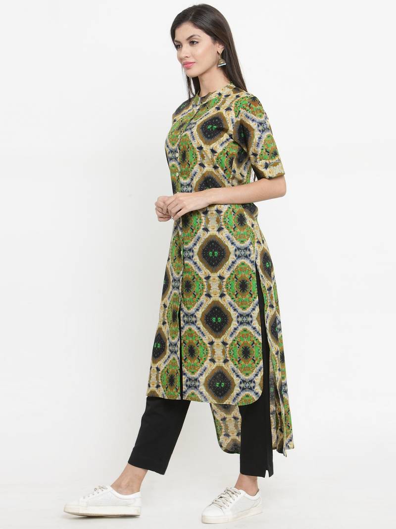 Indibelle Multicolor woven cotton kurti with trouser indibelle 2734227