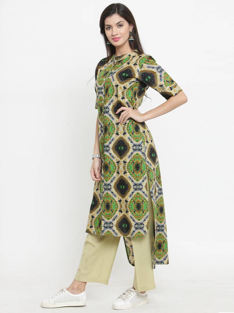 Indibelle Multicolor woven cotton kurti with trouser indibelle 2734228