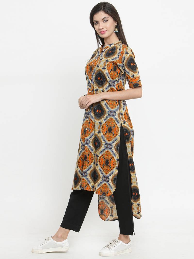 Indibelle Multicolor woven cotton kurti with trouser indibelle 2734230