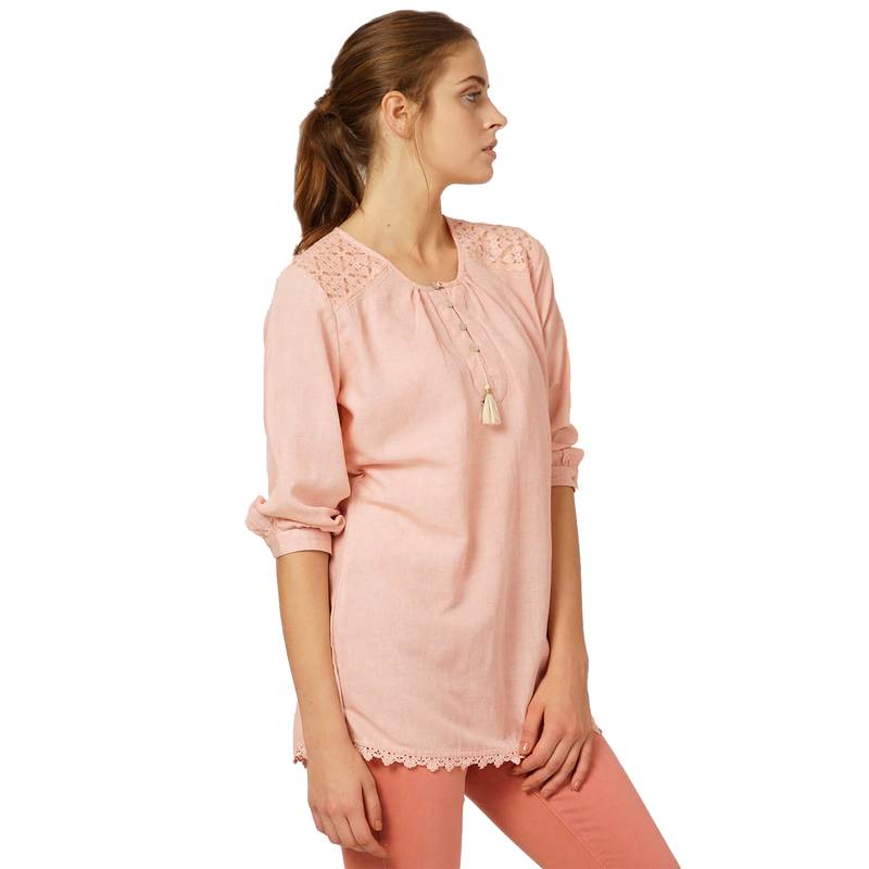 Pink plain linen longtops BKind 2762304