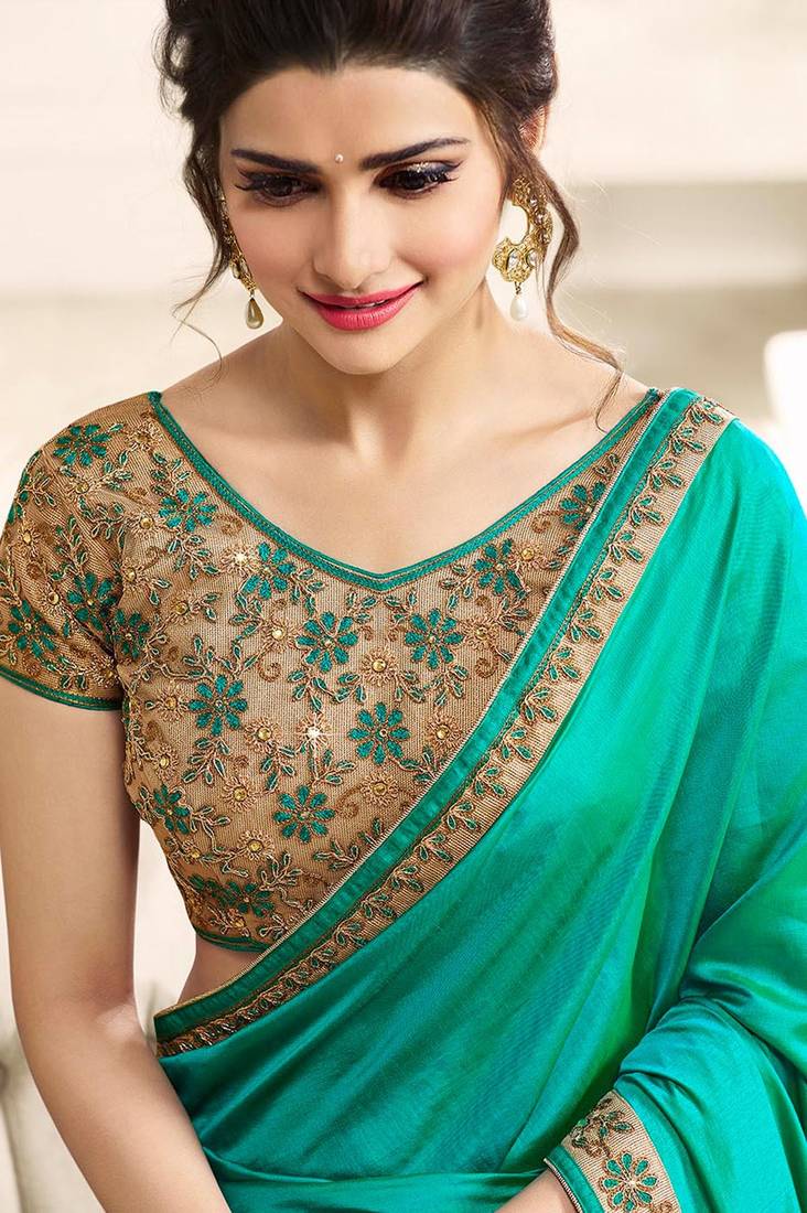 Green embroidered saree with blouse Weaver2buyer 2835560