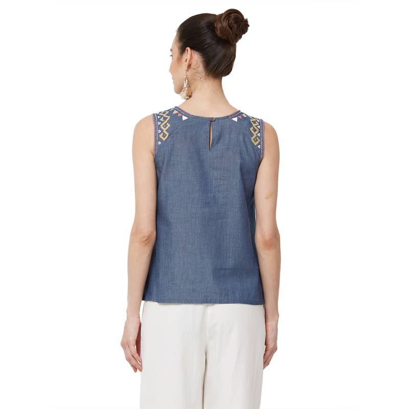 Blue printed denim long tops Naari 2841965