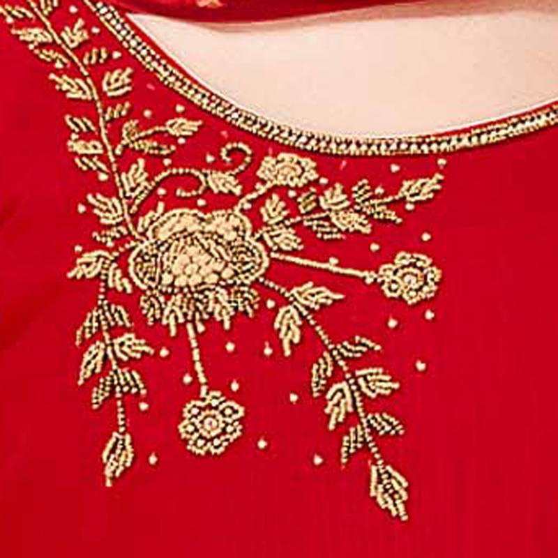 Red resham embroidery cotton salwar with dupatta Shonaya 2849736