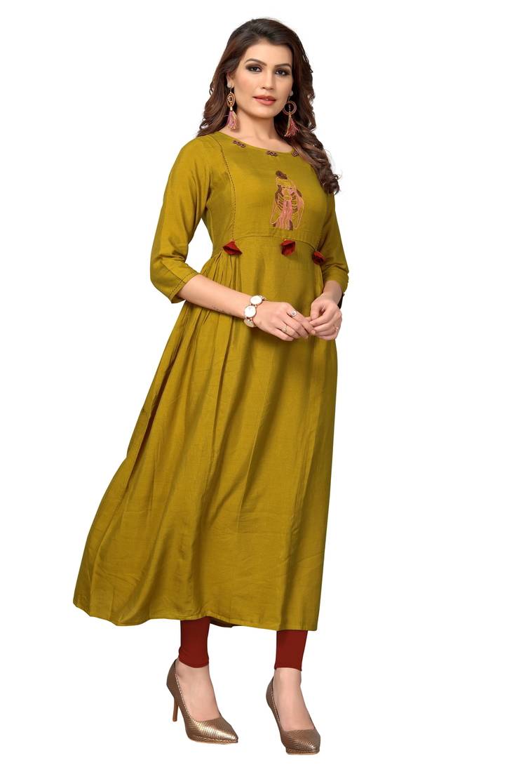 Yellow embroidered cotton kurti The Six Yards 2875588