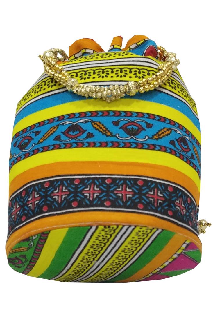 Cotton Printed Blue Handbag Ethnic Potli Bag SHREE SHYAM PRODUCTS