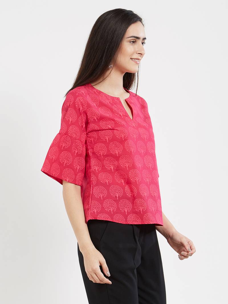 Pink printed cotton tops DESI WEAVESS 2889591