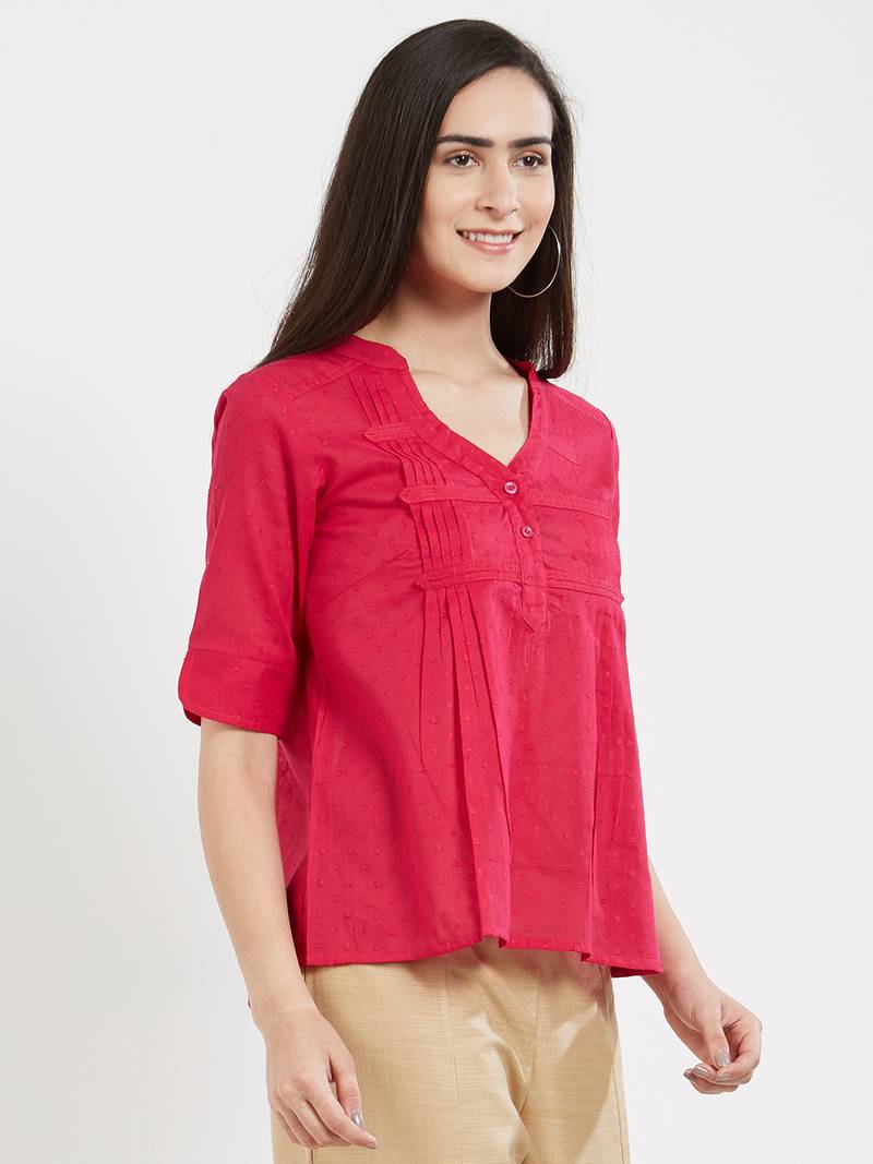 Pink plain cotton tops DESI WEAVESS 2889597