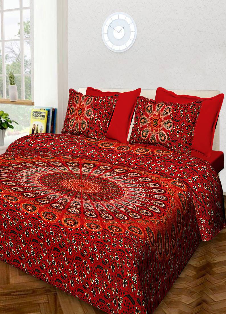 Rudra 100 Cotton Rajasthani Jaipuri Sanganeri Traditional Double Bed