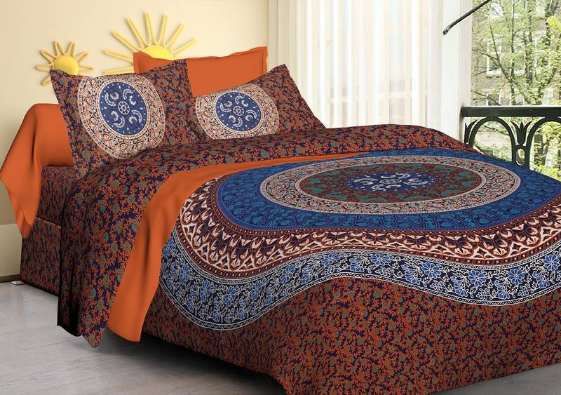 100 Cotton Rajasthani Jaipuri Sanganeri Traditional Double Bed Sheet
