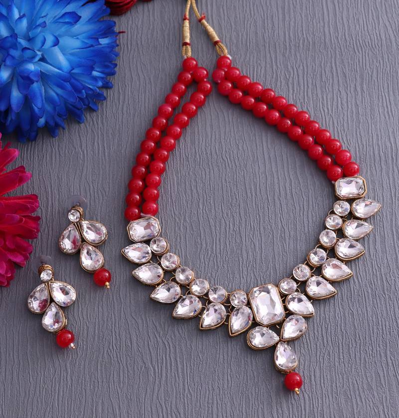 Red diamond necklace sets Silvero 2890668