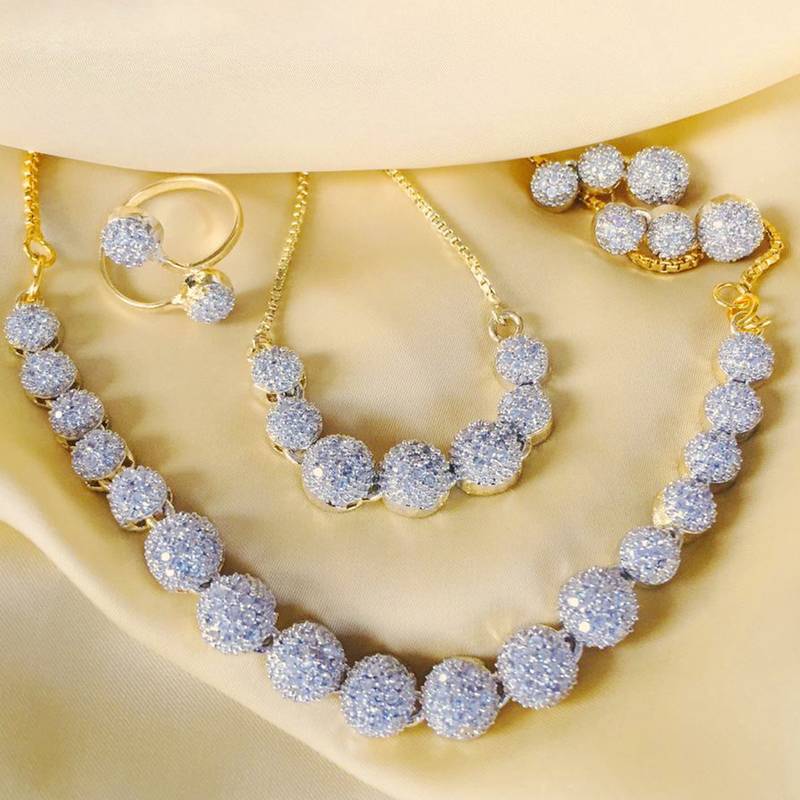 Gold diamond jewellery combo ABDESIGNS 2902277