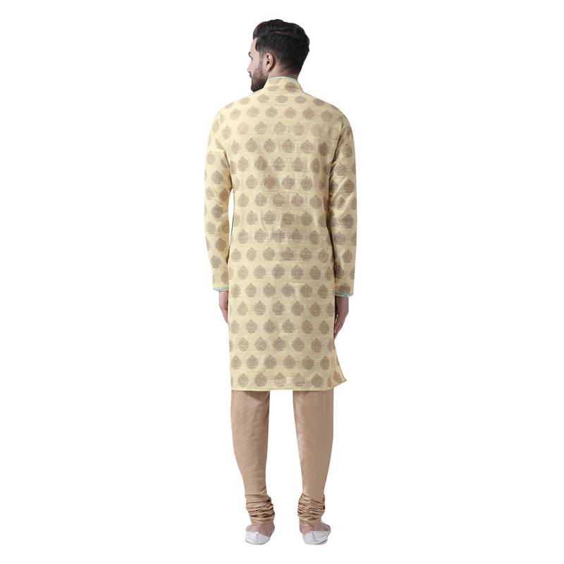 Beige Plain Silk Kurta Pajama I Know 2928301