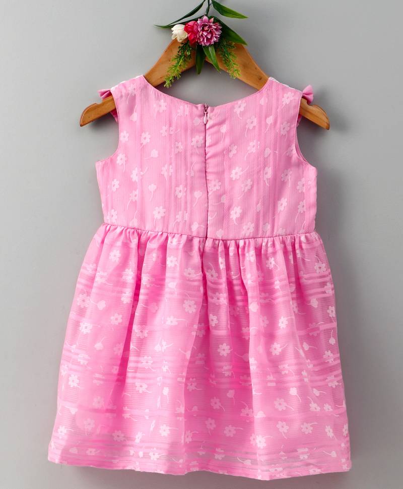 Pink printed blended cotton kids frocks Many Frocks & 2951570
