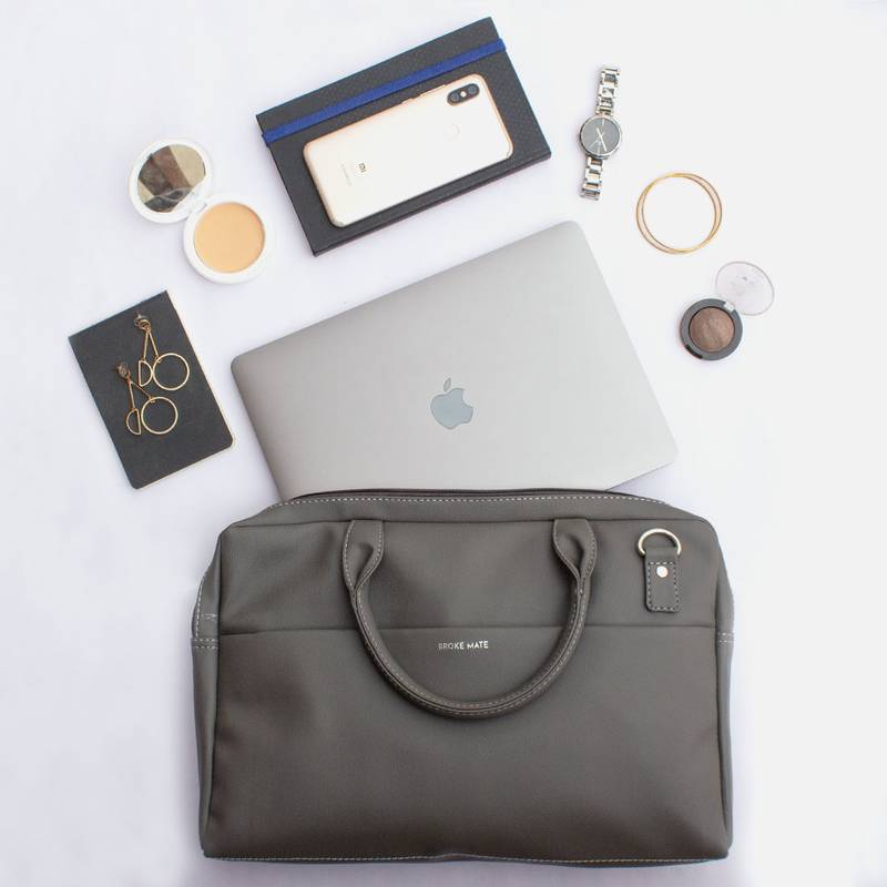 Broke Mate Vegan Laptop Bag Grey Broke Mate 2955698