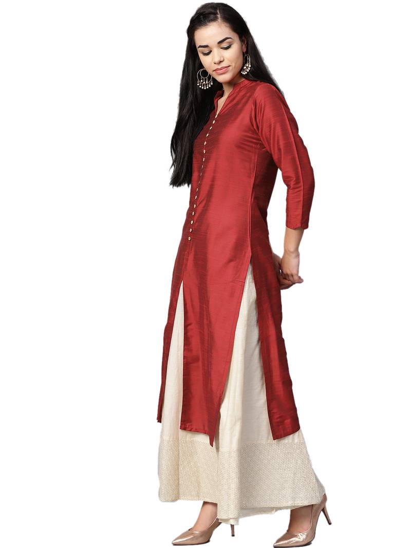 Red plain art silk kurtasandkurtis Shree The Indian Avatar 2986288