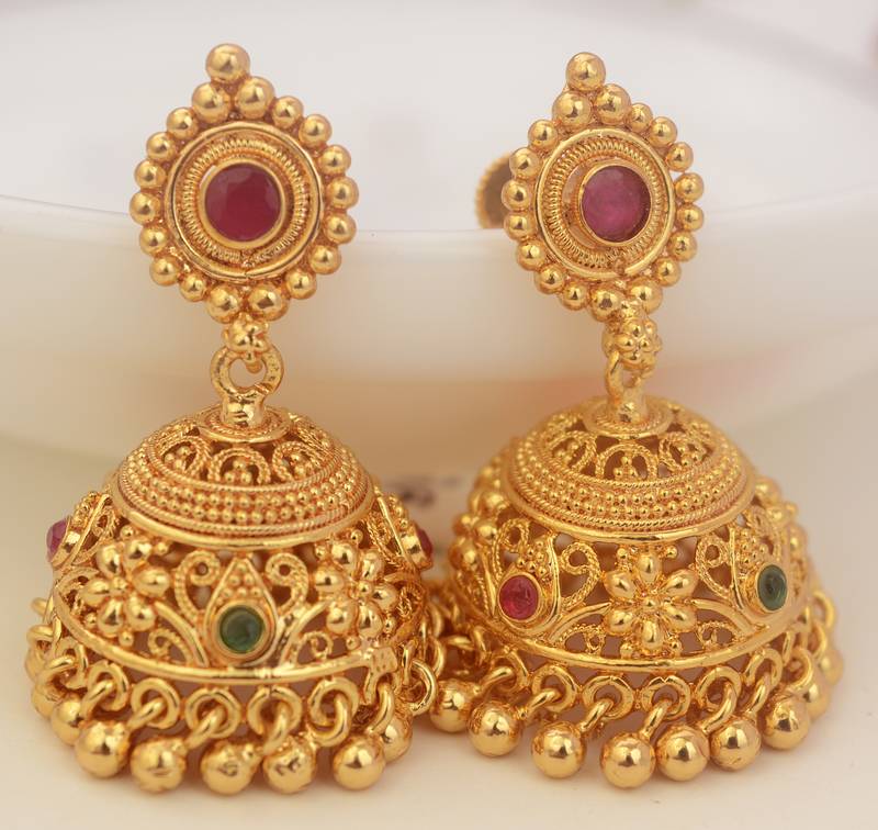 Gold jhumkas Radhas Creations 2995190