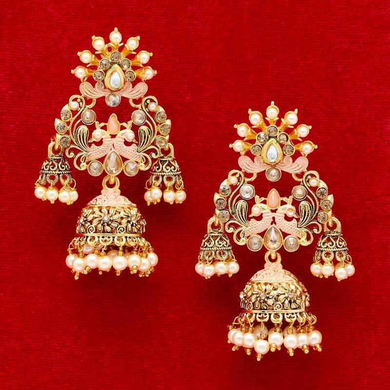Peach Jhumkas Jaipur Mart 3107081