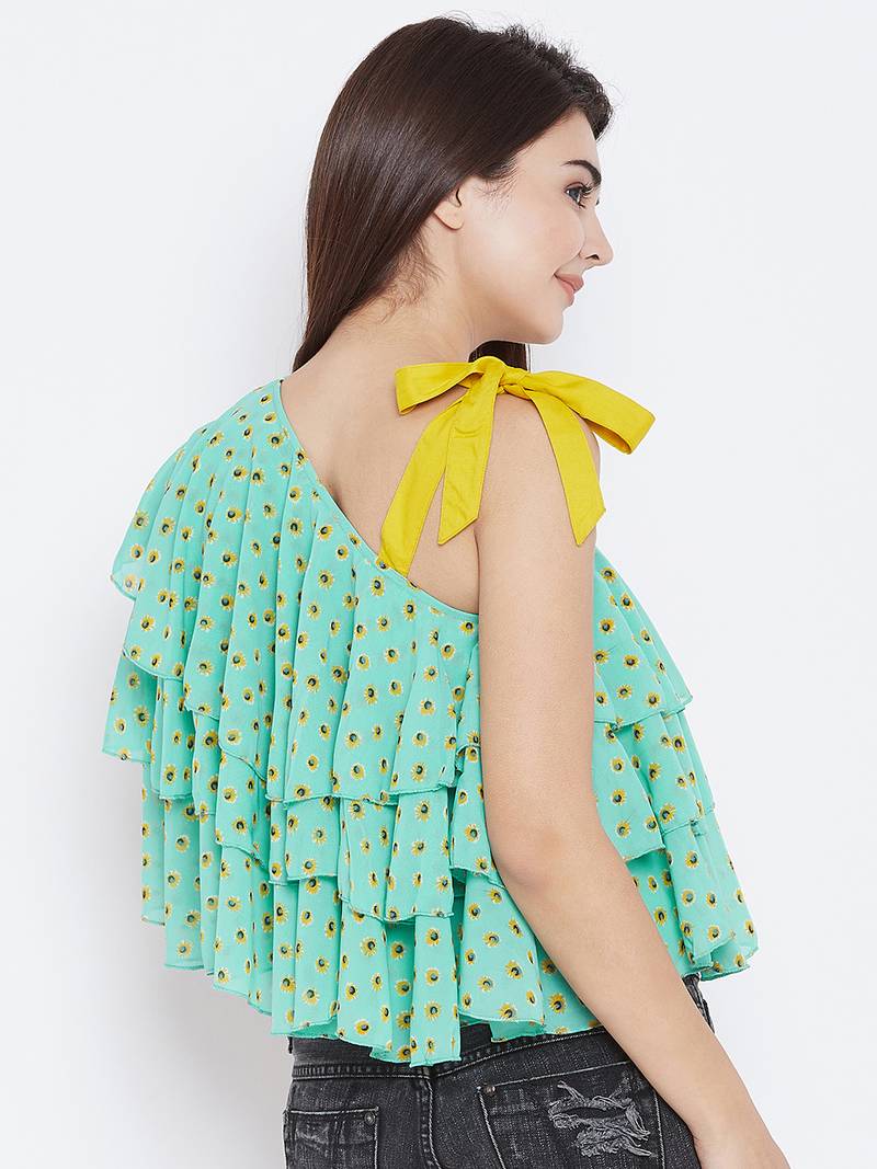 Green printed polyester partytops PANIT 3109774