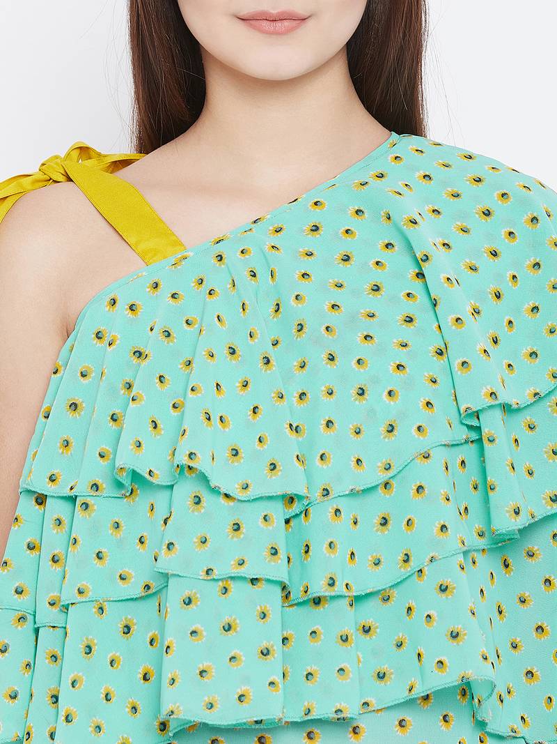 Green printed polyester partytops PANIT 3109774