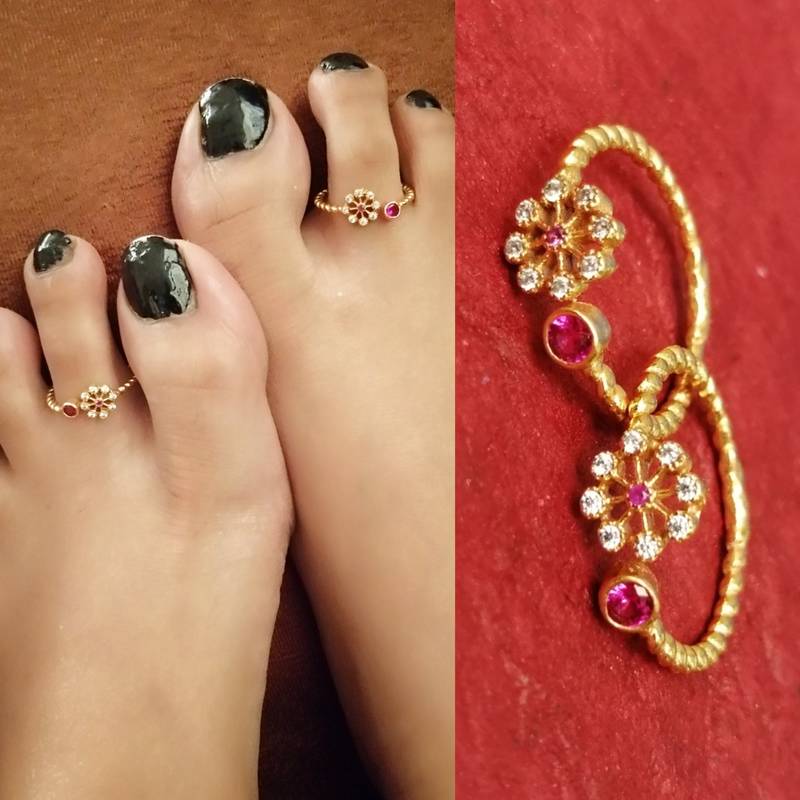 Best Seller Flower Shape Pink Gold Toe Rings ABDESIGNS 3115757