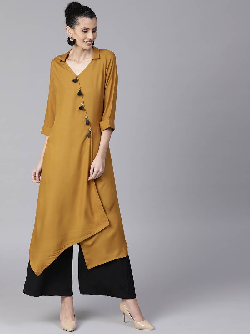 Mustard plain liva longkurtis SHREE 3116920