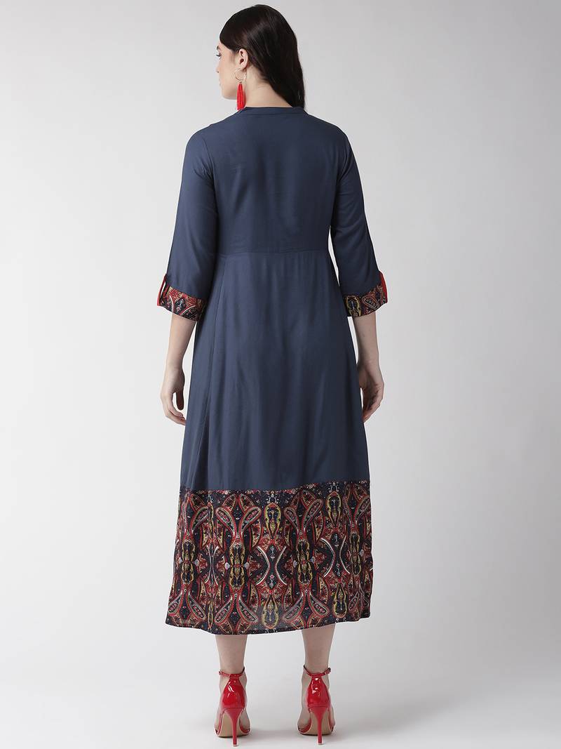 Navyblue printed cotton maxidresses Rangmayee 3128147