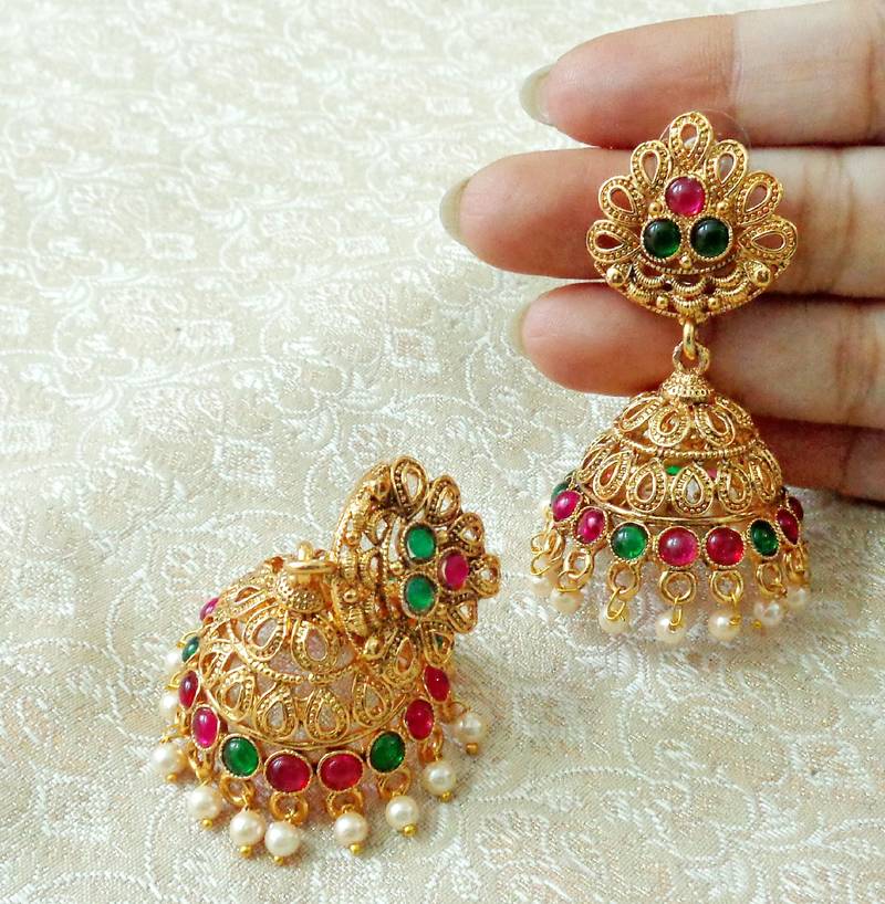 Lalso Designer Multicolor Gold Plated Big Size Jhumka Earrings LSJE08_KG Lalso Lifestyle