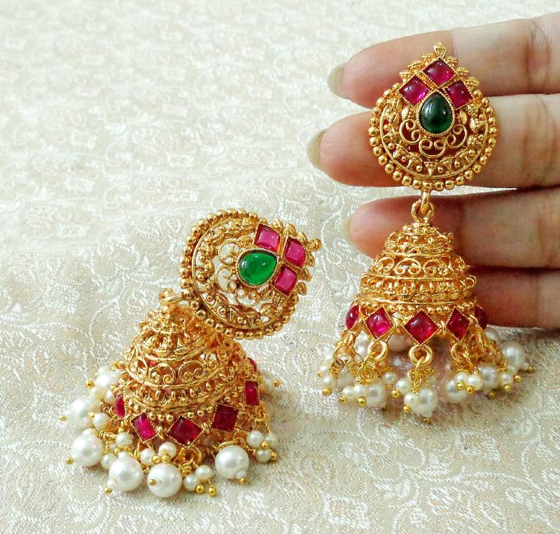 Lalso Designer Multicolor Gold Plated Big Size Jhumka Earrings LSJE09_KG Lalso Lifestyle