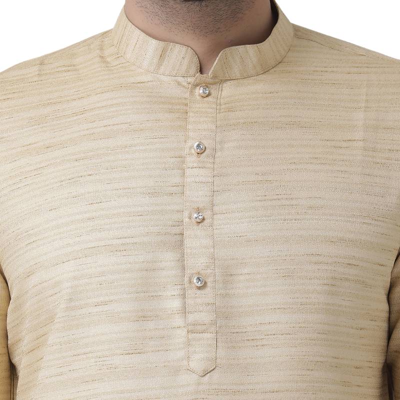 Beige Plain Pure Silk Kurta Pajama I Know 3136182
