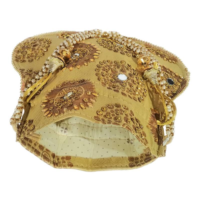 Women's Designer Bridal Potli Clutch Bag for Partywear Golden (Single