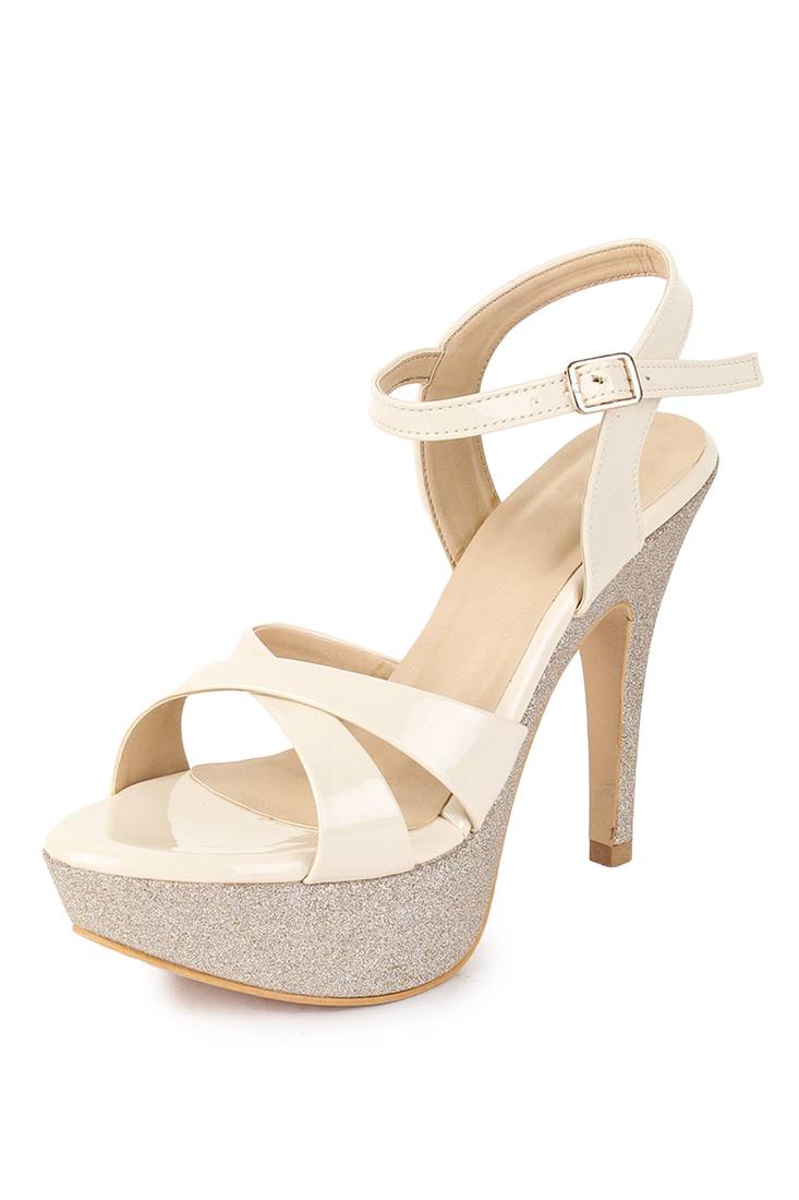 Beautiful Cream color synthetic material heels for women's Shezone
