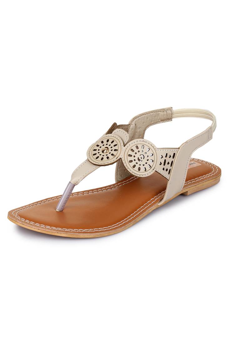 Beautiful Cream color synthetic material flats for womens Shezone 3165671