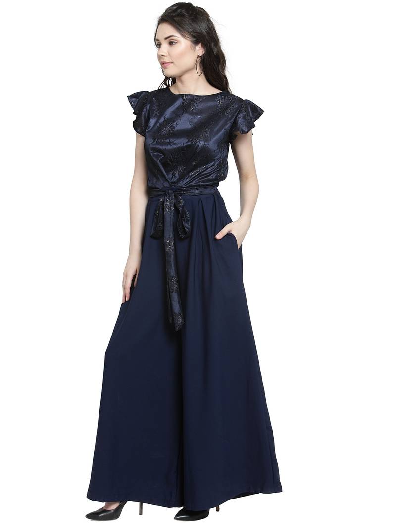 blue printed Polyester Jumpsuit Just Wow 3170301