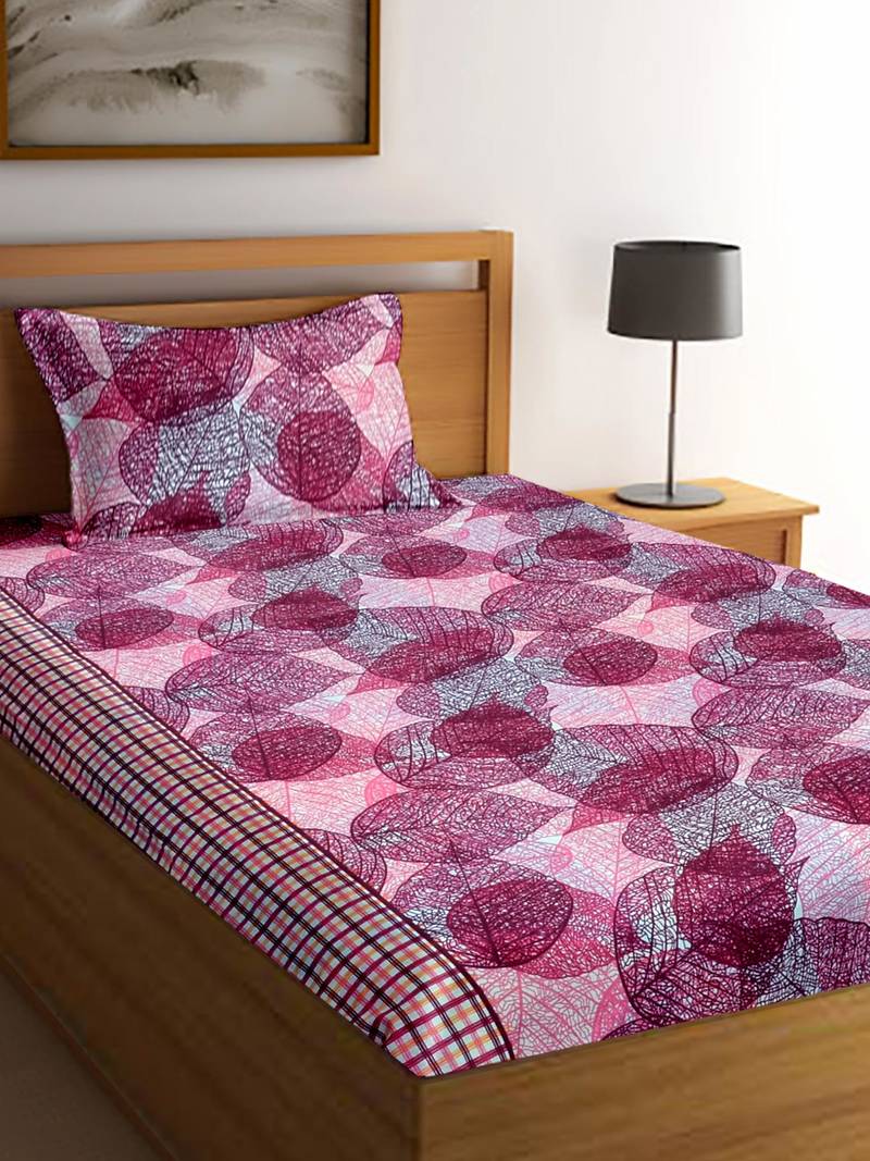 Purple floral print Poly Cotton bed sheets Cortina 3182197