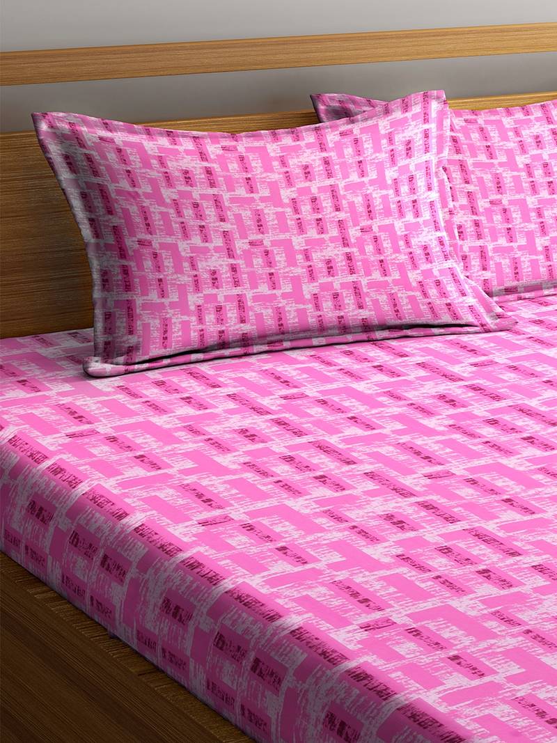 Pink striped Cotton bed sheets Cortina 3182213