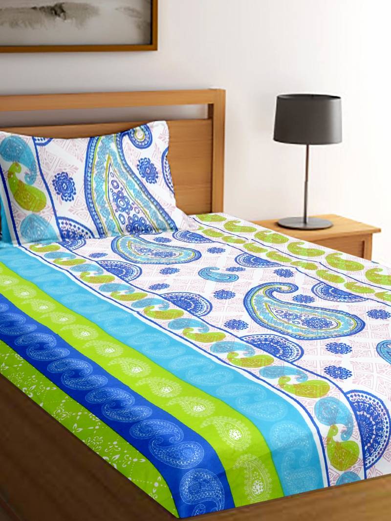Blue floral print Poly Cotton bed sheets Cortina 3182206