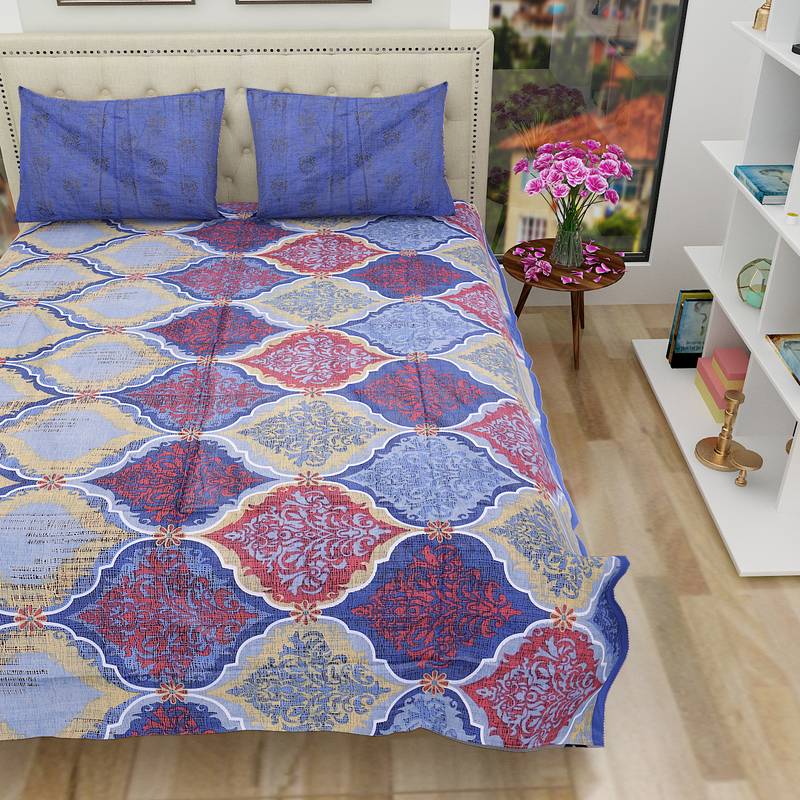 Cotton Printed Rajasthani Bedsheet with Pillow Covers VED 3186270