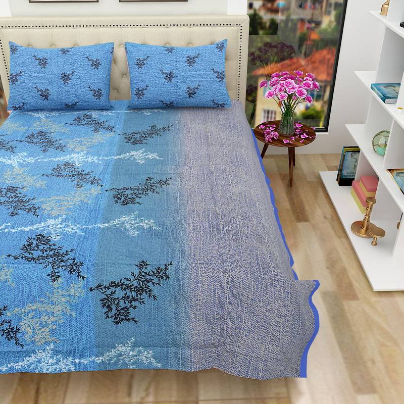 Jaipuri Printed Premium Cotton Double Bedsheet with 2 Pillow Covers