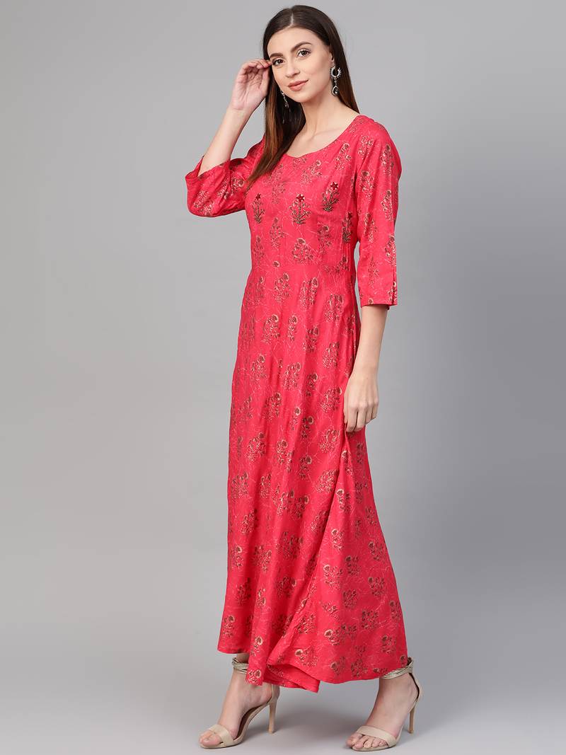 Red woven viscose rayon maxidresses ANAISA 3200143