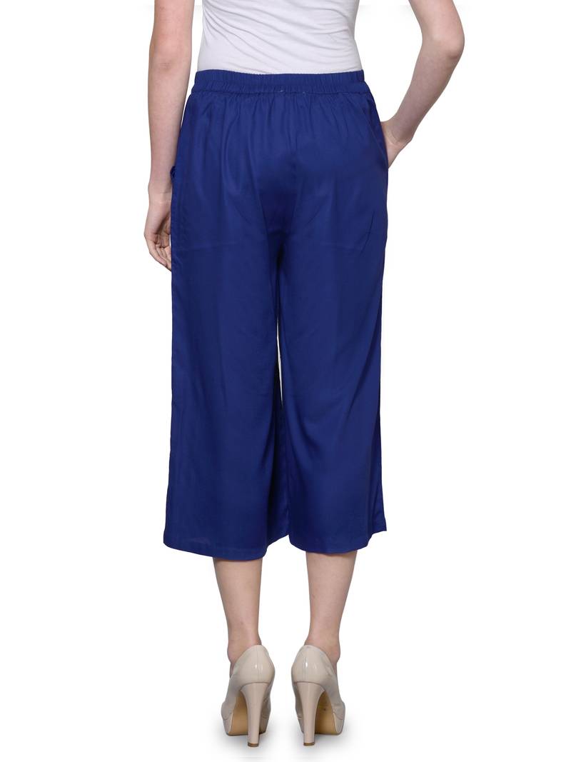 Royalblue plain polyester capris34pants Patrorna 3214533