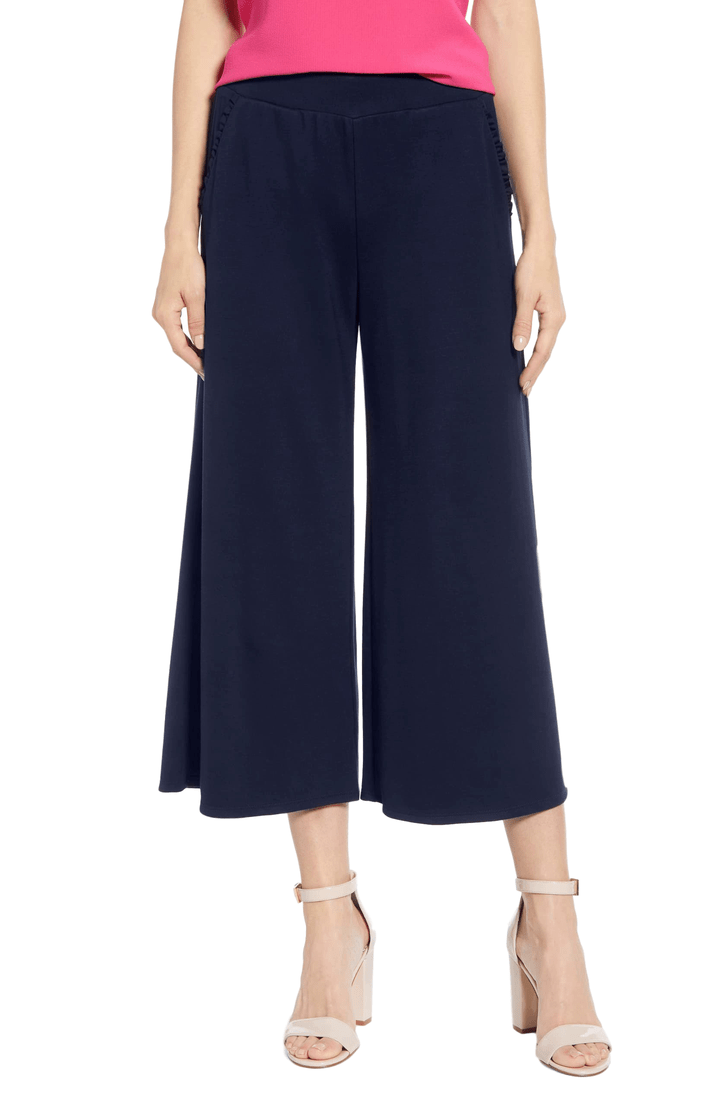 Blue plain blended cotton capris34pants Patrorna 3214663