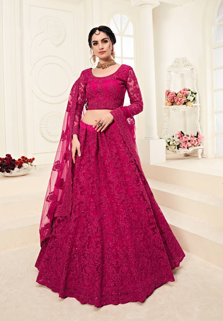Ranipink embroidered net semi stitched lehenga Lilots 3215902