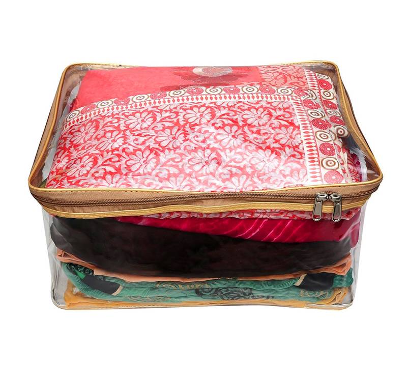Transparent Saree Cover Garments Storage Bags Wardrobe Organizer Pack