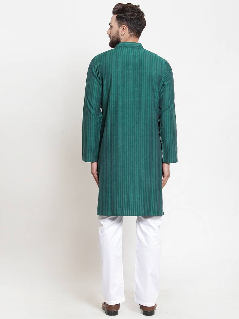 Green woven cotton kurtapajama NEUDIS by Dhrohar 3240870