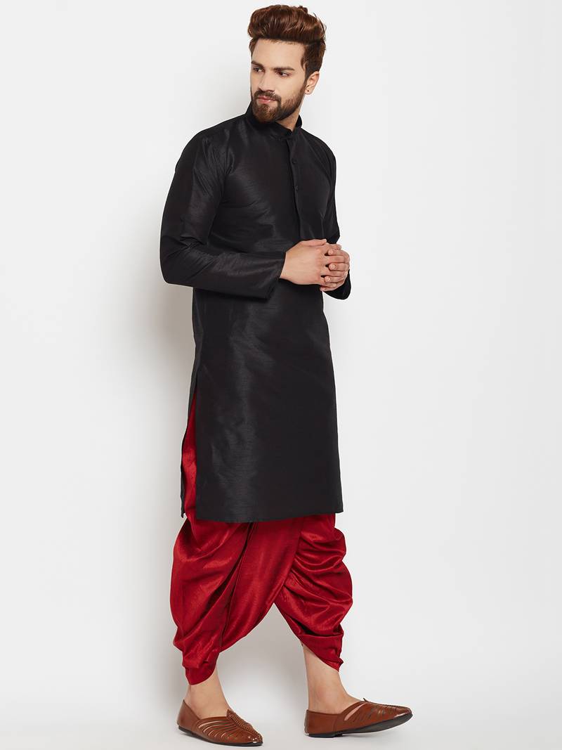 Black plain silk dhotikurta Royal Kurta 3252226