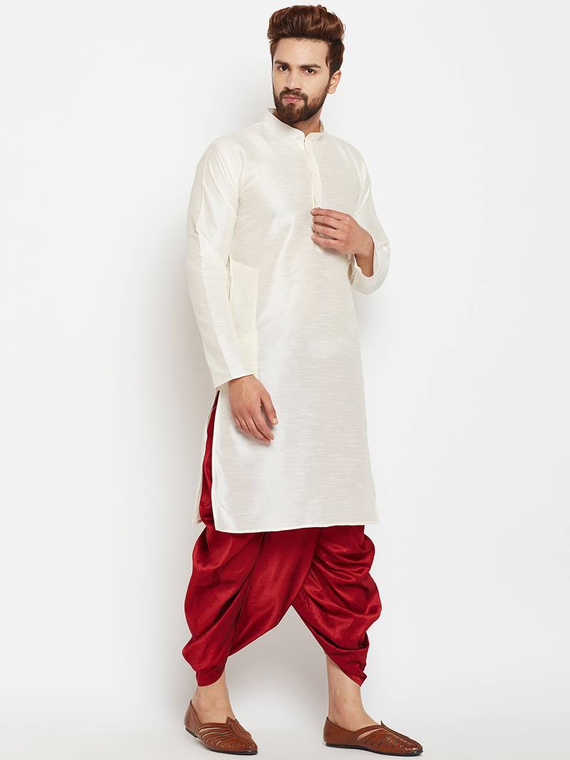 White plain silk dhotikurta Royal Kurta 3252233