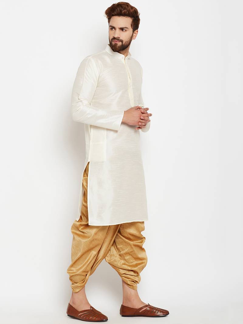 White plain silk dhotikurta Royal Kurta 3252652