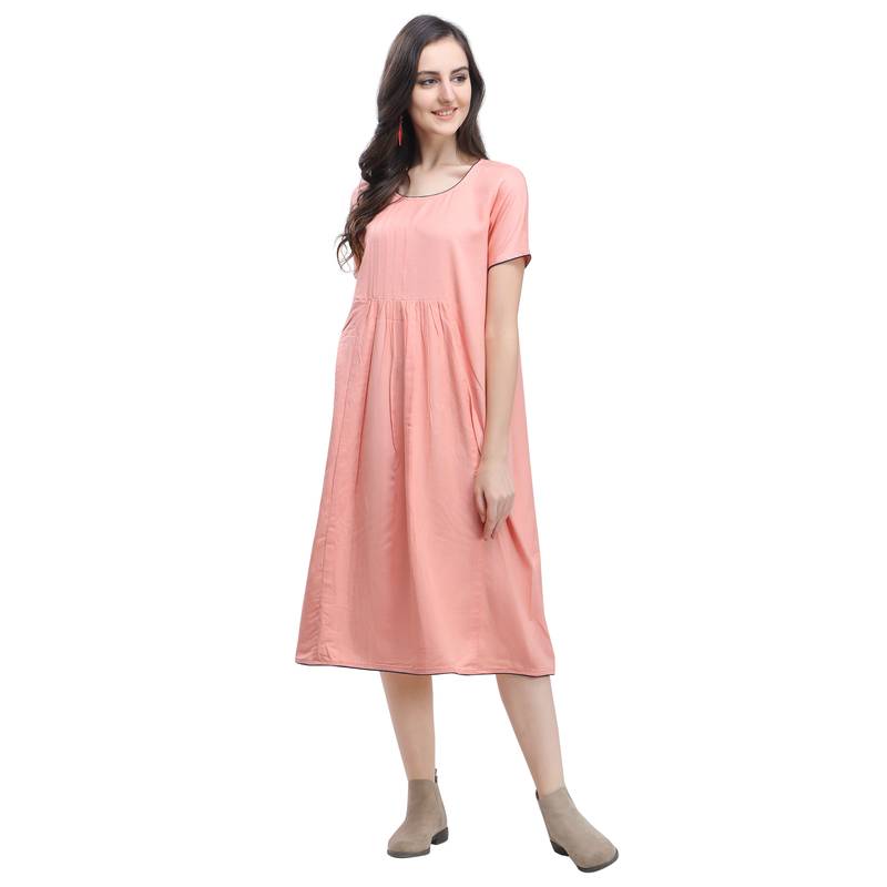 Pink plain blended cotton longdresses Eesha Gupta 3260789