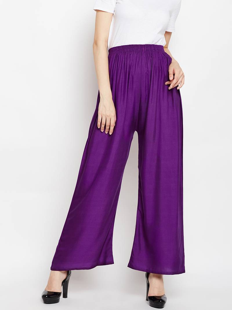 Purple plain rayon palazzopants AASK 3262203